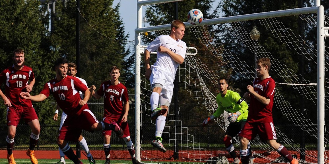 Hines’ Header Sends Men’s Soccer Past Lasell, 3-2, Secures GNAC Playoff Spot
