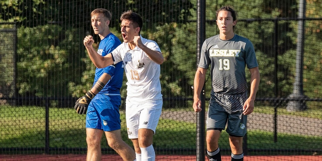 Men’s Soccer Escapes Rivier, 2-1, in Overtime to Close Season
