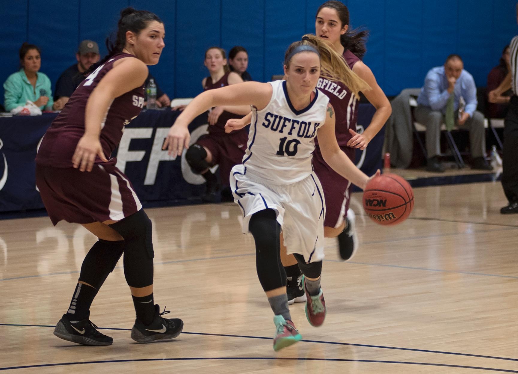 Fourth Quarter Frenzy Pushes Women’s Basketball Past Rivier, 61-57