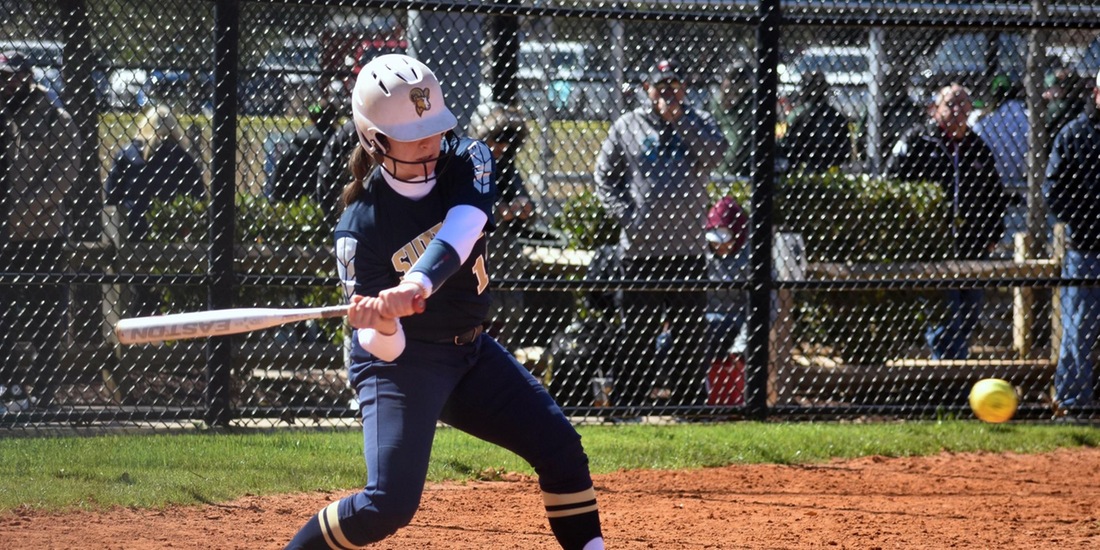 Softball Routs Lesley in Game One, Homer Opener, 6-2
